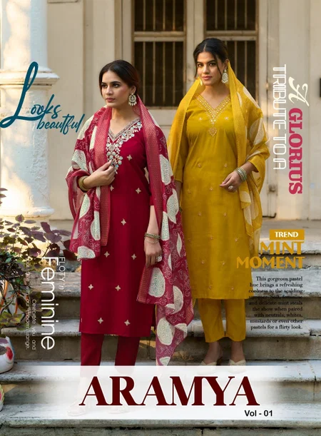 Aramya Vol 1 By Diya Trends Roman Silk Kurti With Bottom Dupatta Wholesale Online